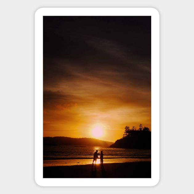 Sunset Long Beach Tofino Vancouver Island Canada Sticker by AndyEvansPhotos